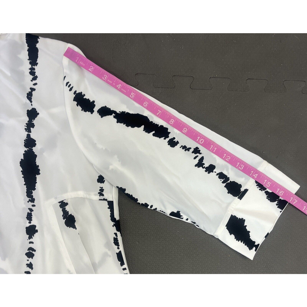 P Luca Milano Dropback Blouse High Low White & Black Spotted Stripes Medium FS - Picture 10 of 10